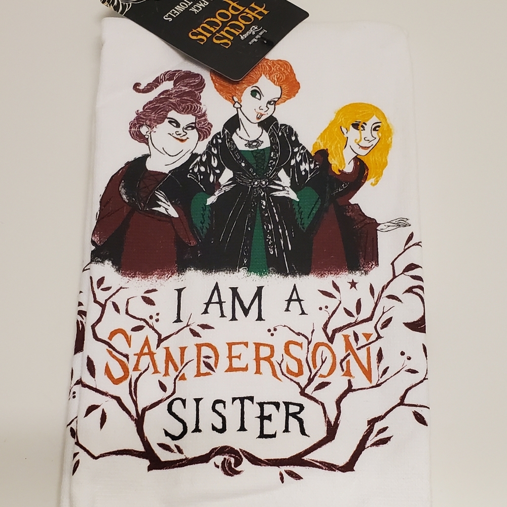 Disney Hocus Pocus Sanderson Sisters Halloween 2 Pack Kitchen Towels NEW 2022